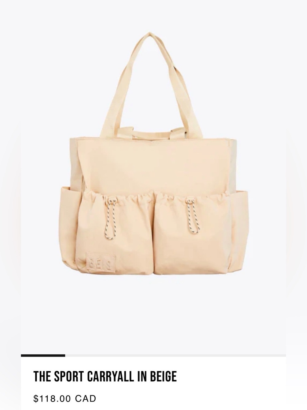 Beige Sport Carryall Tote